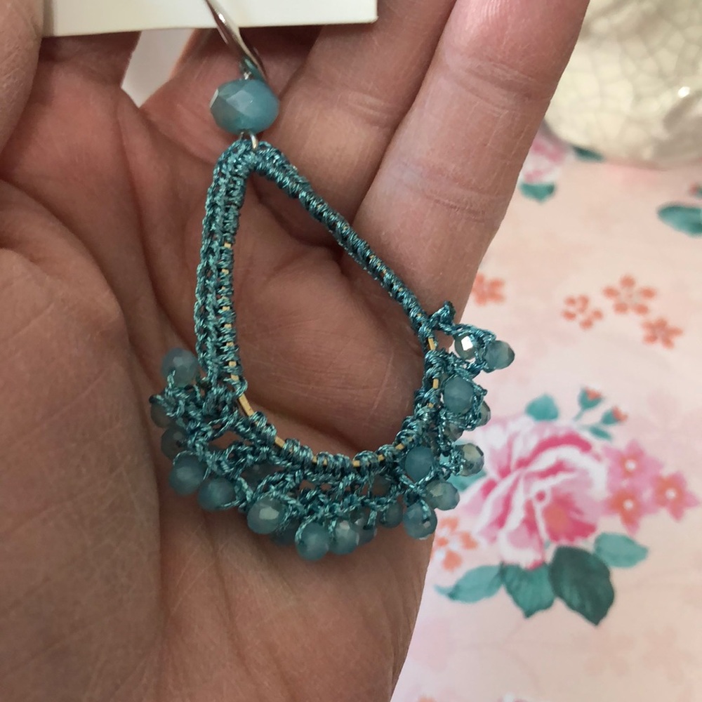Gorgeous NWT Turquoise Crochet & Beads Earrings! - Picture 4 of 4